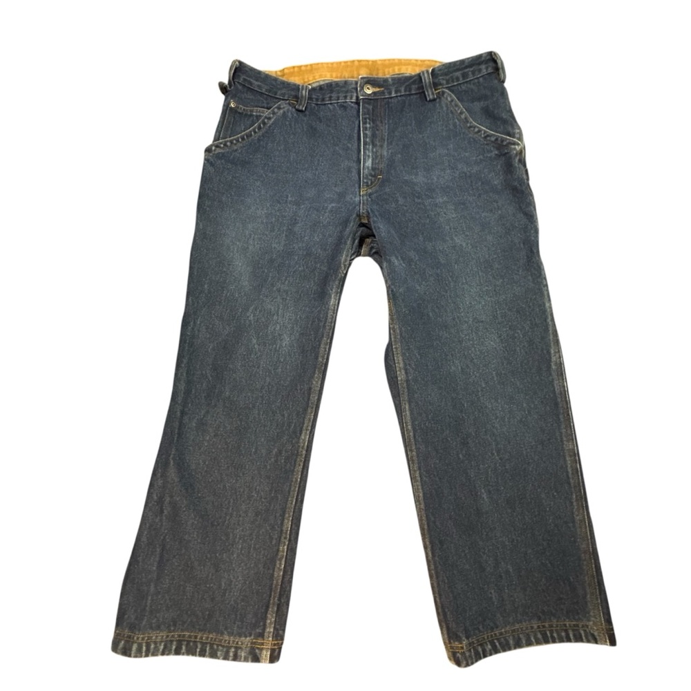 Duluth Trading Men's 40x28 Carpenter Jeans Blue Denim Fire Hose Liner Work Pants